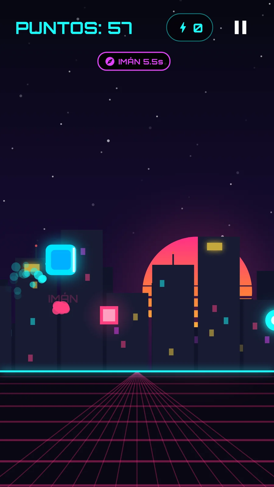 Double saut et menu de Neon Dash